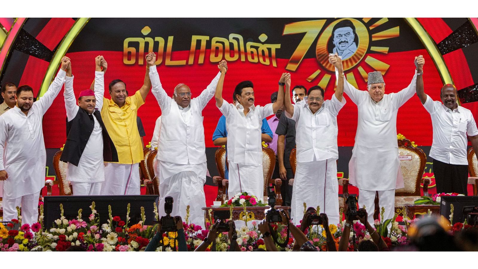 Oppns Show of Unity at Stalins Birthday Celebrations