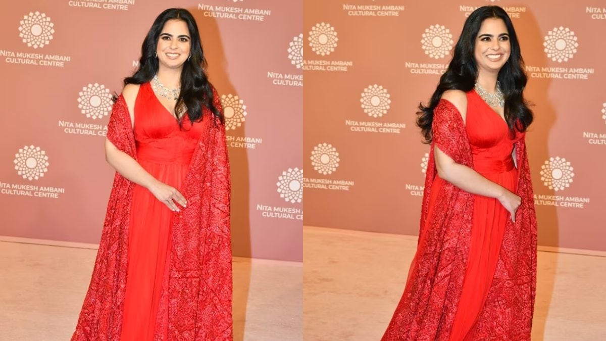 Isha Ambani Rocks an All-red Ensemble on Day 2 of the NMACC Fashion Gala