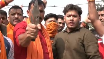 Rashtriya Bajrang Dal stages protest against Adipurush in Jammu