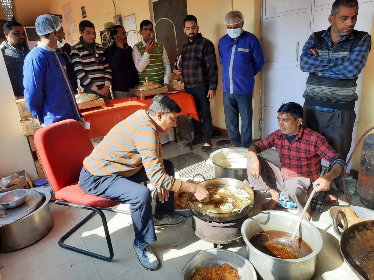 Shramdaan was done with the staff, then food was served with hands to the disabled employees.  Shramdaan done with the staff, then food was served with hands to the disabled employees